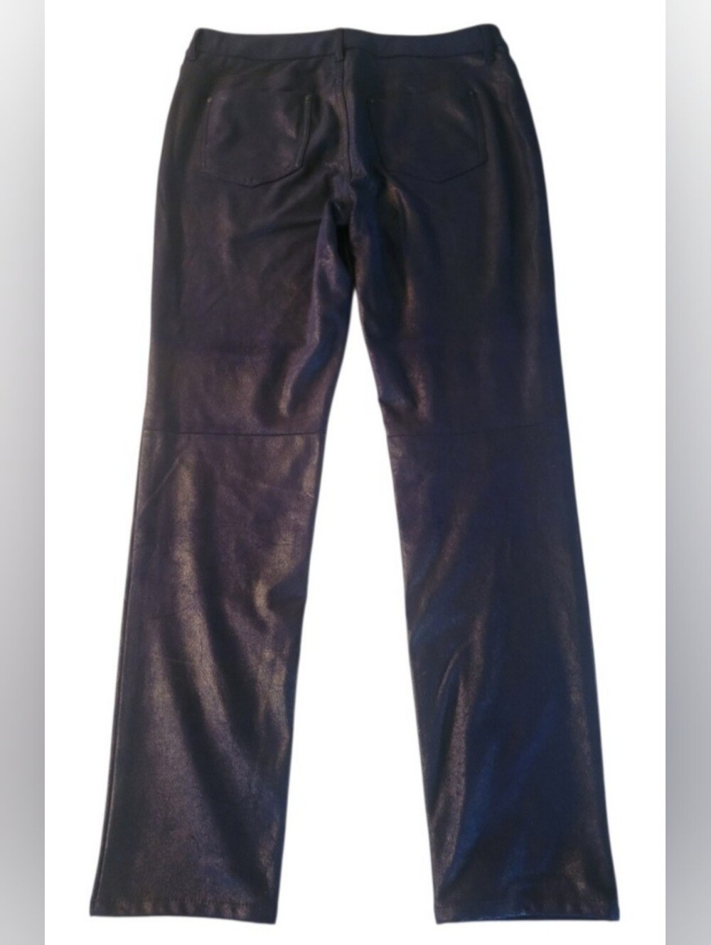 Chico's Navy Blue Faux Leather Jeans Pants Buttery Soft 1 Regular